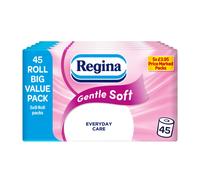Regina Gentle Soft Toilet Tissue 45 Rolls of 3 Ply Toilet Paper 160 Sheets