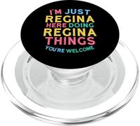 Regina Here Doing Regina Things Funny Regina Name PopSockets PopGrip for MagSafe