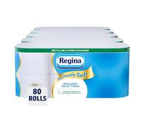 Regina Seriously Soft Toilet Paper - 80 Rolls, 160 3-ply Quilted Sheets, Extremely Soft, Designed for the Whole Family, Recyclable and Compostable Paper Packaging, 100% FSC Certified Paper