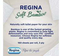Regina Soft Bamboo 20 Rolls of Toilet Tissue 3 Ply 160 Sheets Natural
