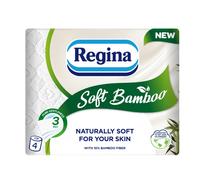 Regina Soft Bamboo 4 Rolls of Toilet Tissue 3 Ply 160 Sheets Naturally Sof
