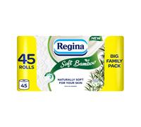 Regina Soft Bamboo 45 Rolls of Toilet Tissue 3 Ply 160 Sheets Naturally So