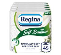 Regina Soft Bamboo - 45 Rolls of Toilet Tissue 3 Ply, 160 Sheets, Naturally Soft for your Skin, Toilet Tissue Made with Bamboo Fibers, Paper