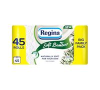 Regina Soft Bamboo - 45 Rolls of Toilet Tissue 3 Ply, 160 Sheets, Naturally Soft for your Skin, Toilet Tissue Made with Bamboo Fibers, Paper Packaging, FSC Certificated