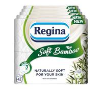 Regina Soft Bamboo - 45 Rolls of Toilet Tissue 3 Ply, 160 Sheets, Naturally Soft for your Skin, Toilet Tissue Made with Bamboo Fibers, Paper Packaging, FSC Certificated