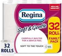 Regina Soft & Gentle Toilet Tissue - 32 Rolls, 200 Sheets per Roll, 2 Ply Sheets, Carefully Quilted for a Gentle Feel, Toilet Paper Soft to the Touch, FSC Certified Product