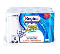 Regina Thirst Pockets Kitchen Roll - 12 Rolls, 1,200 Super Absorbent Sheets, Unique Pocket Technology, Your Ideal Companion, Fsc