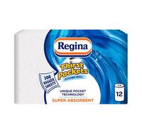 Regina Thirst Pockets Kitchen Roll - 12 Rolls, 1,200 Super Absorbent Sheets, Unique Pocket Technology, Your Ideal Kitchen Companion, FSC certified