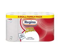 Regina Thirst Pockets Mini 3-Ply Kitchen Rolls, Highly Absorbent 8 Roll Pack For Spill Control, Durable, Textured Paper Towels
