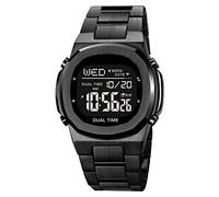 Reginald Men's Multifunctional Electronic Watch Outdoor Sports Watch EL Light Large Digital Display Timing Stainless Steel Watch, Black2, sports