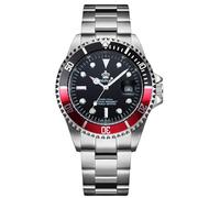 Reginald Men's Watch Luminous Quartz Rotatable Bezel Sapphire Glass Silver Stainless Steel Band and Case Waterproof Sports Black Watch, Black, sports