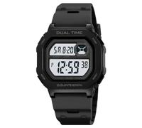 Reginald Watches for Men Fashion Trend Multifunction Waterproof Watch EL Backlight Digital Chronograph TPU Watch Strap Square Watches, Black white, Chronograph,Digital