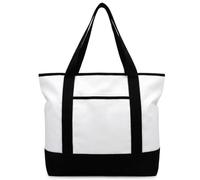 Reginary 1 Pcs 16 Pcs Canvas Tote Bags Bulk with Outer Pocket 18 Inch Reusable Shopping Grocery Blank Tote Bag for Women Mother DIY (White)