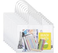 Reginary 10 Pcs 19x25 Inch Art Portfolio Bag Bulk with Zipper and Handle Transparent White Bags for Artworks, Posters, Bulletin Boards Paintings Art Back to School and Storage (White)