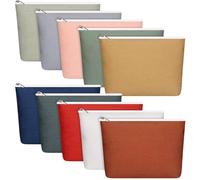 Reginary 10 Pcs Canvas Makeup Bags Bulk for Women Blank DIY Craft Pencil Pouch Multicolor Cosmetics Bag Travel Toiletry Pouch Gift for Mental Health Nurse Mother Teacher (Morandi Color)