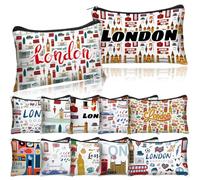 Reginary 12 Pack Cosmetic Bag Travel Souvenirs Gift Makeup Bag Lover Gifts Friendship Family Gifts Toiletry Bag for Women Vacation Traveller Trip Gifts, bright colors, London
