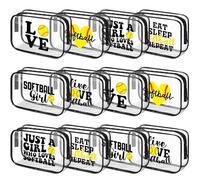 Reginary 12 Pcs 7 x 4.7 x 2.4'' Softball Makeup Bag Softball Gifts for Team Clear PVC Softball Cosmetic Case Softball Goodie Bag Stuffers Accessories for Woman Toiletry Zipper Pouch Team Party Favors,