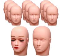 Reginary 12 Pcs Lash Mannequin Head Silicone Plastic Makeup Training Heads for Makeup Eyelash Grafting Massage and Esthetics Practice