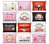 Reginary 12 Pcs Makeup Bags Bulk Gifts for Women Musical Broadway Cosmetic Bags Zipper Pouch, multicolor, Gambler
