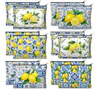 Reginary 12 Pcs Makeup Bags Bulk Gifts for Women Musical Broadway Cosmetic Bags Zipper Pouch, multicolor, Amalfi Coast Lemon