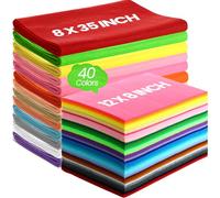 Reginary 120 Pcs 8 X12 Inch & 8 x 35 Inch Felt Sheets for Craft Easter Felt Squares Assorted Color for 4th of July DIY Sewing School Kids Patchwork Party Decor (Fresh)