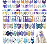 Reginary 120 Pcs Ocean Animals Dog Bandanas Bulk Dog Bows Set Bow Ties Cat Scarf Colorful Washable Triangle Pet Kerchief Cute Bib for Summer Small Medium Large Pets Grooming Accessories Costume