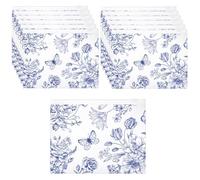 Reginary 50 Pcs Inspirational Gifts Bulk for Women Cosmetic Bag EVA Makeup Bag with Zipper for Birthday Employee Coworker Colleague Staff Encouragement Motivational Presents(Blue Flower)