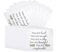 Reginary 50 Pcs Inspirational Gifts Bulk for Women Cosmetic Bag EVA You Are Braver Awesome Makeup Bag Mini Toiletry Bag with Zipper Encouragement Birthday Gift for Friend (You Are Loved), white