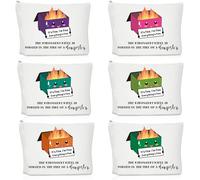 Reginary 6 Pcs Funny Dumpster Fire Gifts Cosmetic Bag for Women Employee Appreciation Makeup Bag Canvas Pouch with Zipper Graduation Party Gift for Teacher Volunteer Nurse Coworker, 6 Style, White,