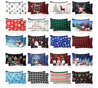 Reginary 60 Pcs Christmas Makeup Bags Bulk Xmas Cosmetic Bags 7 x 4.3 Inches Snowman Snowflake Santa Zipper Pouch Christmas Purses Gifts for Women, multiple colors, Christmas