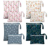 Reginary 8 Pack Waterproof Wet Bags Large and Small Adults Reusable Dry Cleaning Pouch for Diaper Wet Clothes Swimsuits Beach Travel Swimsuit Cloth Gym and Toiletries(2 Sizes,Flower Style)