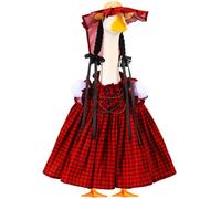 Reginary Christmas Winter Goose Outfit for 23 Inch Porch Goose Clothes Dress with Wide Hat Wig and Necklace(Plaid,Red and Black)
