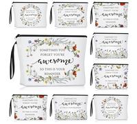 Reginary Coworker Gifts Bulk Inspirational Makeup Bags Motivational Quotes Canvas Cosmetic Bag with Zipper You Are Awesome Employee Appreciation Thank You Gifts for Women Gifts, multicolor, Coworker