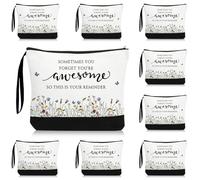 Reginary Inspirational Makeup Bags Gift for Women Bulk Motivational Quotes Canvas Cosmetic Bag with Zipper You Are Awesome Employee Appreciation Thank You Gifts for Coworker Cna Team, multicolor,