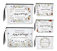 Reginary Inspirational Makeup Bags Gift for Women Bulk Motivational Quotes Canvas Cosmetic Bag with Zipper You Are Awesome Employee Appreciation Thank You Gifts for Coworker Cna Team, multicolor,