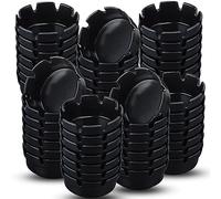 Reginary Pack of 48 Round Black Plastic Ashtrays Cigar Bulk Black Ashtray for Home Restaurant Bar Indoor Outdoor, 4 Inches in Diameter