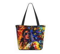 Reginascaks Michael King Jackson Canvas Tote Bag Women'S Rock Style Large Capacity Shopping Bag Rock Singer Inspired Design Multifunctional Bag For Daily Shopping Travel