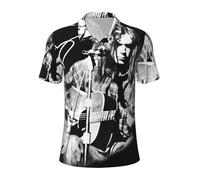 Reginascaks Neil Singer Young Polo Shirts The White Stencil Essential T-Shirt Black Graphic Tee Cuffed Shorts Short Sleeve T-Shirt for Men Music Fans Gift X-Large