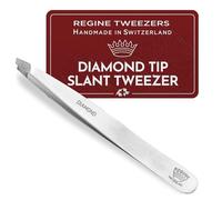 Regine Switzerland | Genuine Diamond Tip Tweezers | 100% Handmade | Surgical Grade Stainless Steel | Professional Precision Eyebrow and Hair Remover | World's Best Tweezers