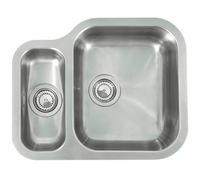 Reginox Alaska 1.5 Bowl Polished Stainless Steel Undermount Kitchen Sink - Left-Hand Small Bowl