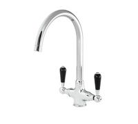 Reginox Brooklyn Traditional Chrome Dual Black Lever Kitchen Mixer Tap