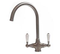 Reginox Elbe Brushed Nickel Traditional Dual Lever Kitchen Mixer Tap