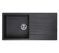 Reginox Harlem 10 BS Black Silvery Single Bowl Granite Sink 500 x 1000mm - Size: 50 x 100 x 20cm - Wilko