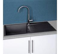 Reginox Harlem 10 Silver Black Granite Inset Kitchen Sink With Waste