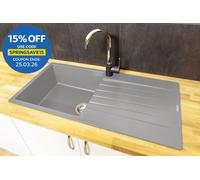 Reginox Harlem 10 Silver Grey Granite Inset Kitchen Sink With Waste