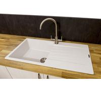 Reginox Harlem10 Kitchen Sink Single Bowl White Granite Inset Reversible Waste