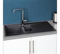 Reginox Harlem15 Kitchen Sink 1.5 Bowl Silver Black Granite Reversible Waste