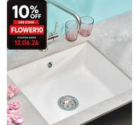 Reginox Mataro Ii White Ceramic Undermount Single Bowl Kitchen Sink With Waste
