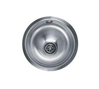 Reginox RIO round sink, stainless steel fush-mounted cut-out plate, diameter 290 mm, stainless steel sink, flat installation, base.