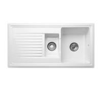 Reginox Rl 301 Cw White 1.5 Bowl Ceramic Inset Kitchen Sink With Reversible Drainer
